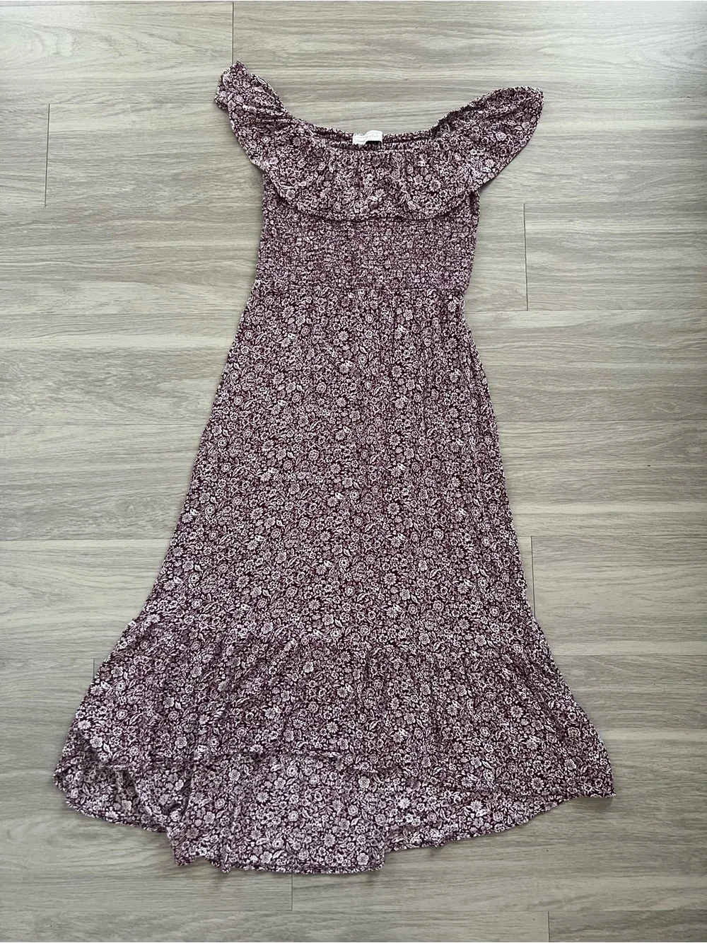 Abercrombie & Fitch Floral Smocked Midi Dress Puff Sleeve Cottagecore Size L